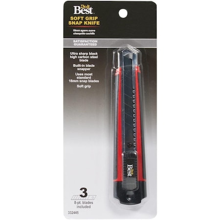 All-Source 18mm 8-Point Ultra Sharp Black High Carbon Steel Blade Snap-Off Knife RK7B-DIB